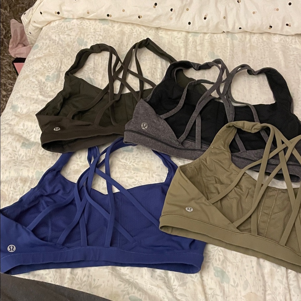 lululemon athletica Strappy Sports Bra Set - Blue, Black, Olive, Gray